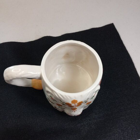 Anthropologie Floral Glazed Stoneware Lion Face with Tail Handle Mug Cottagecore - Picture 4 of 7